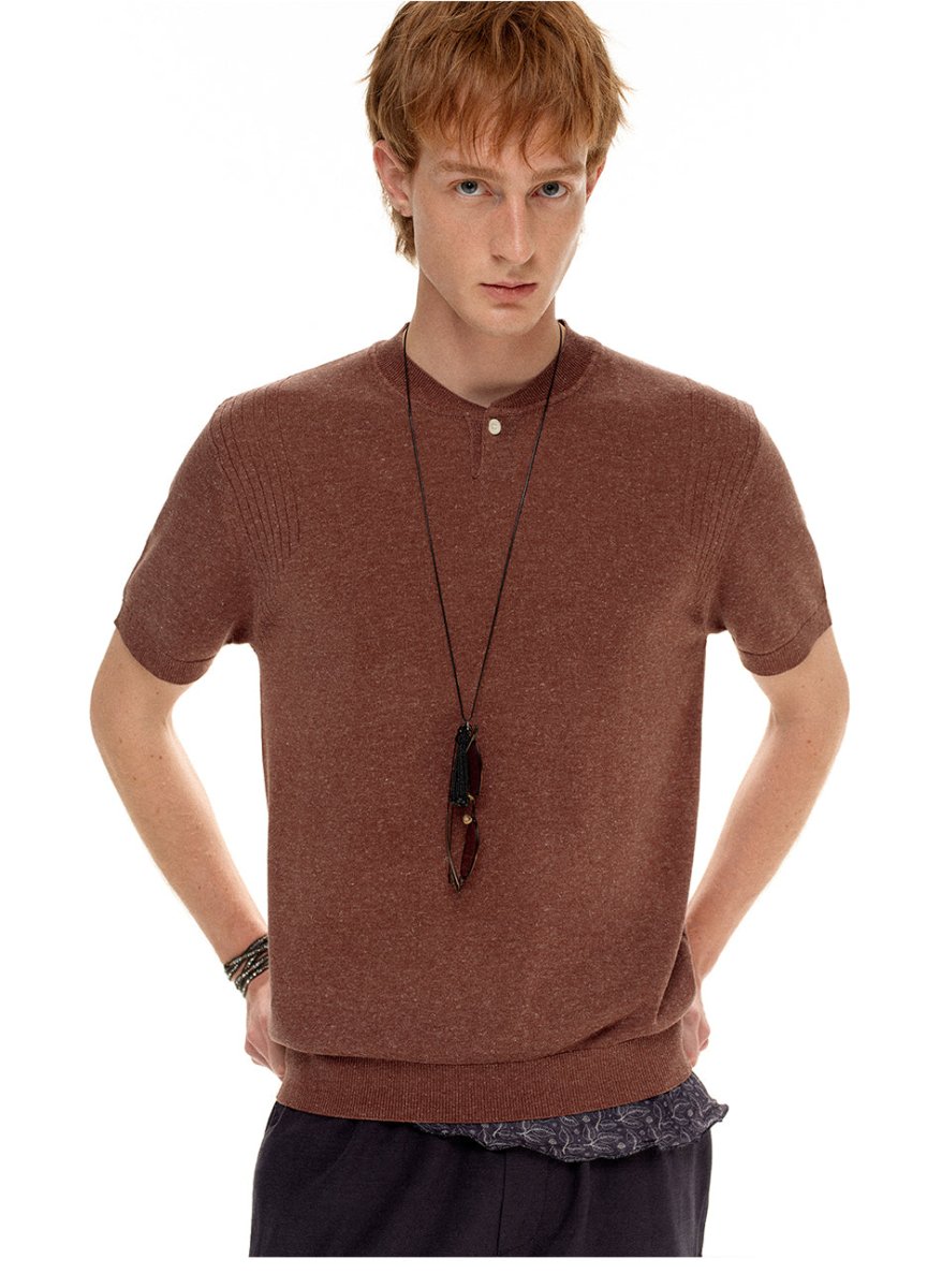 MADWITCH HENLEY RELAXED KNIT TEE 86122 - MadWitch Store