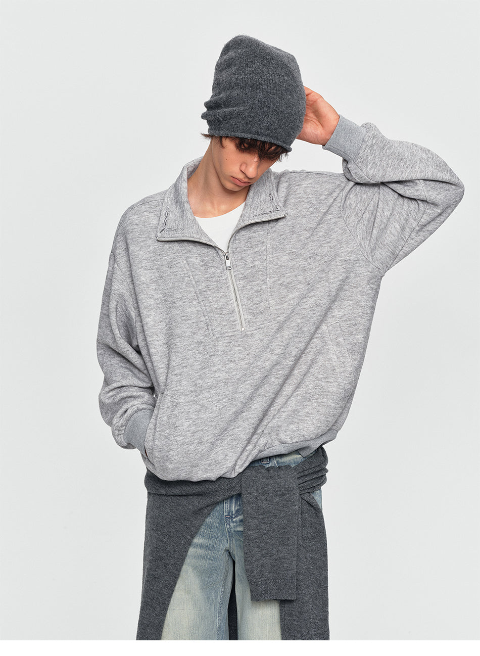 MADWITCH EMBROIDERED LAYERED HALF-ZIP SWEATSHIRT #991395