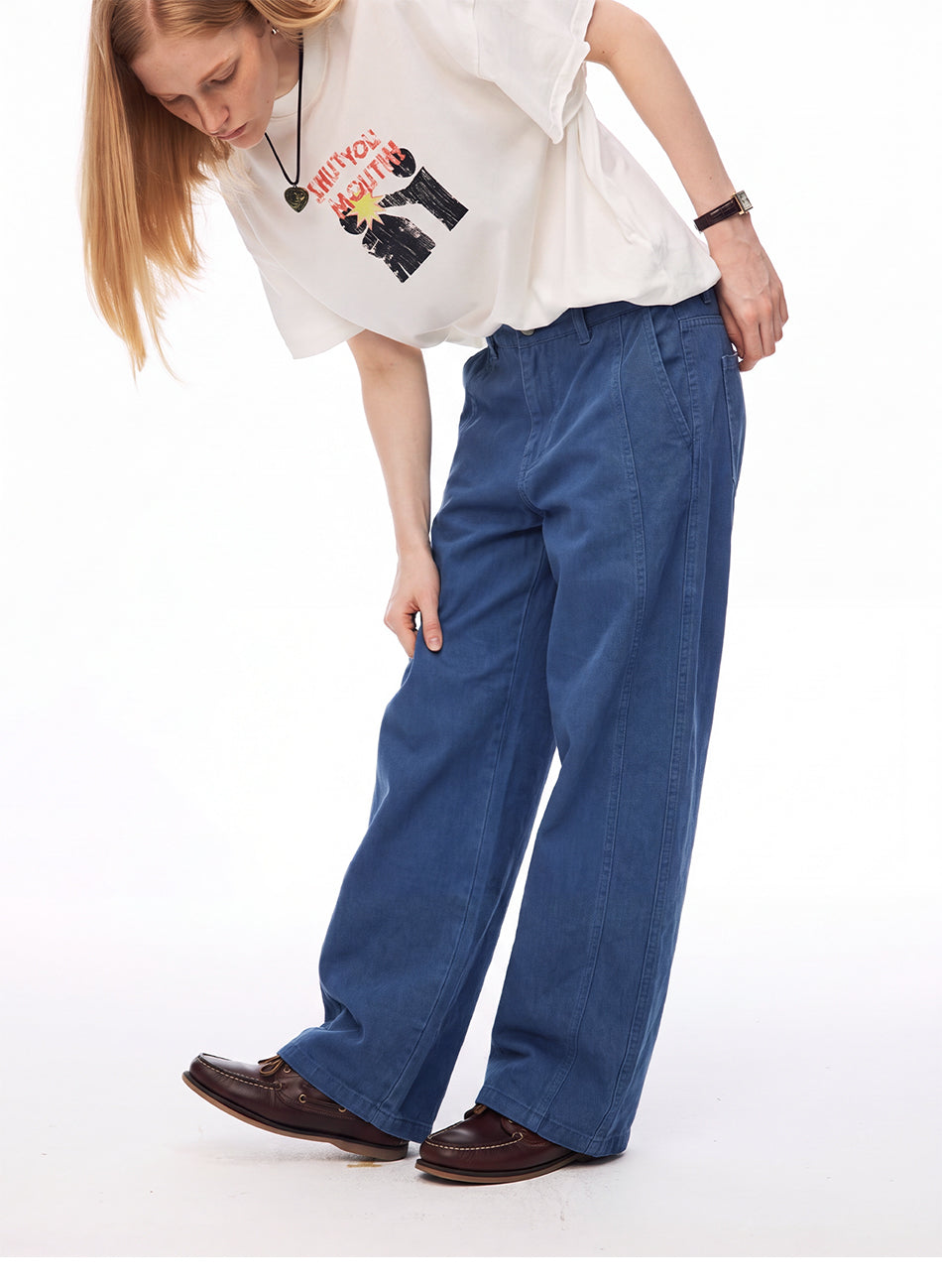MADWITCH PLAID-PANEL SEAMED WIDE-LEG TROUSERS #2605KZ3012