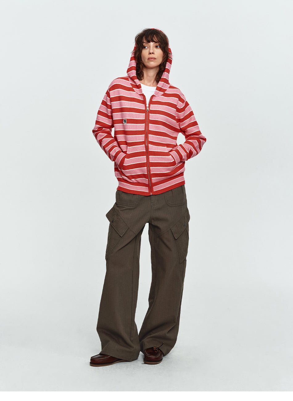 MADWITCH CONTRAST-STITCH MULTI-POCKET CARGO TROUSERS #A647