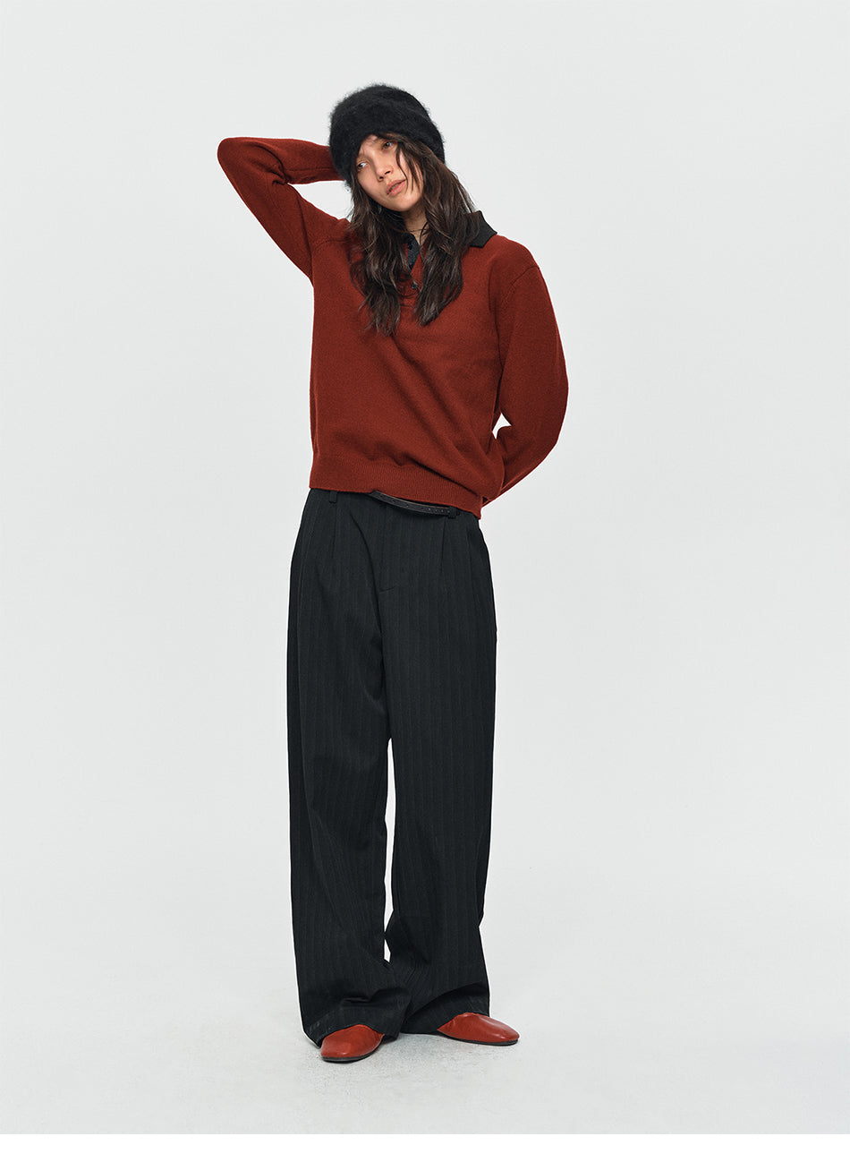 MADWITCH SHADOW-PINSTRIPE WIDE-LEG TROUSERS #AW26125