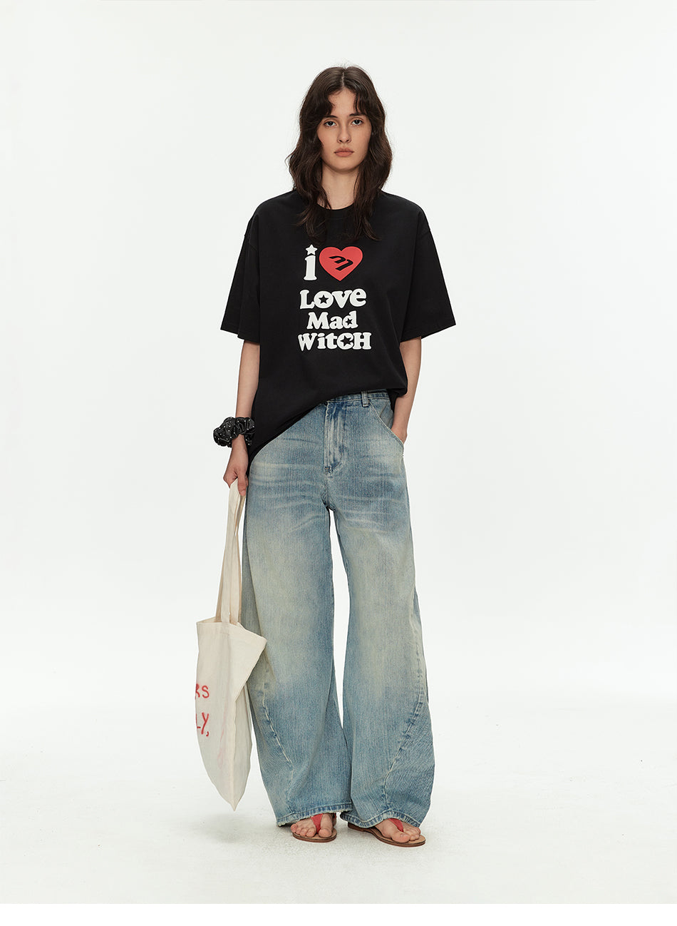 MADWITCH VINTAGE WASHED CURVED JEANS #CK9825