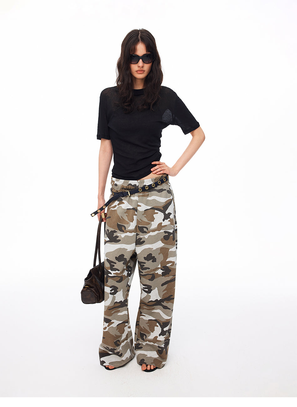 MADWITCH CAMO DRAWSTRING WIDE-LEG TROUSERS #CK61027