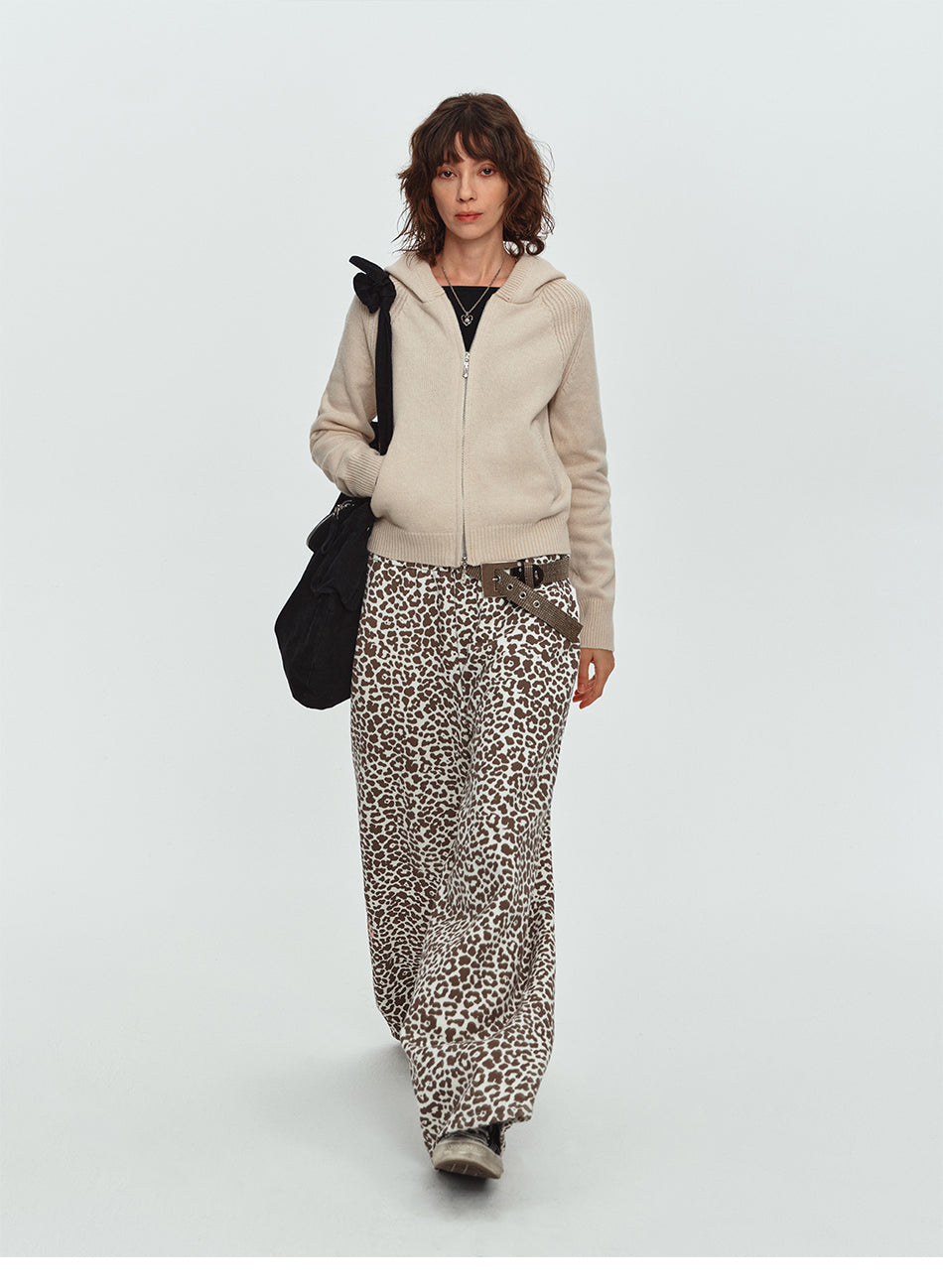 MADWITCH GRAPHIC-PRINT LEOPARD WIDE-LEG LOUNGE PANTS #C1070