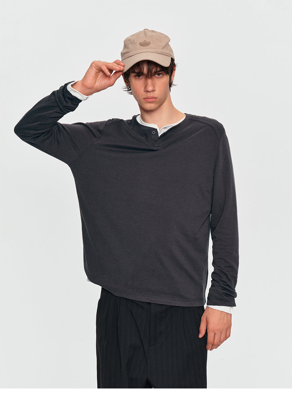 MADWITCH WOOL-BLEND HENLEY TEE #2605TX7054