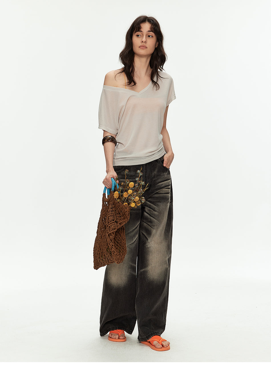 MADWITCH GRAY WASH BAGGY JEANS #GPC5608