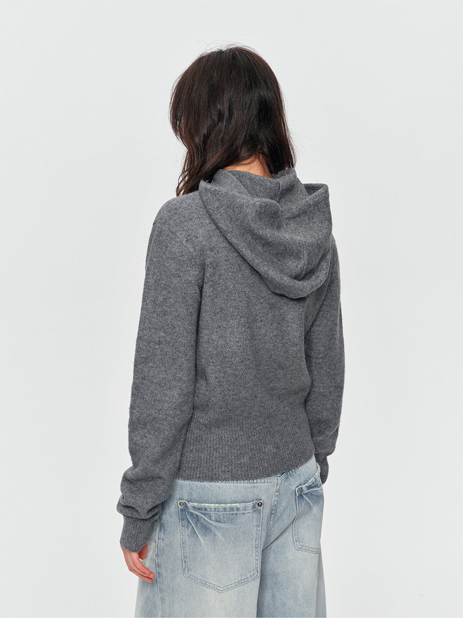 MADWITCH CROPPED SLOUCHY-HOOD KNIT SWEATER #MYC025