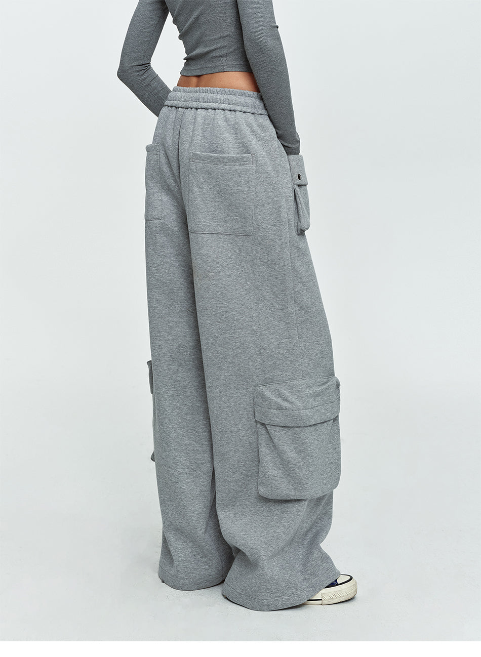 MADWITCH MULTI-POCKET DRAWSTRING WIDE-LEG SWEATPANTS #HL801