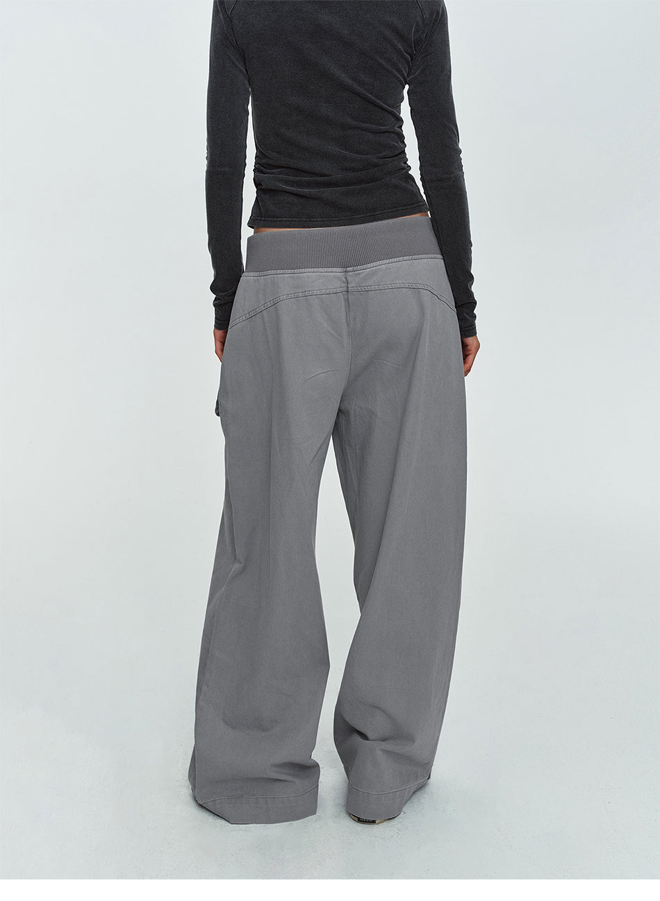 MADWITCH OVERSIZED-POCKET DRAWSTRING WIDE-LEG CARGO PANTS #DR6316