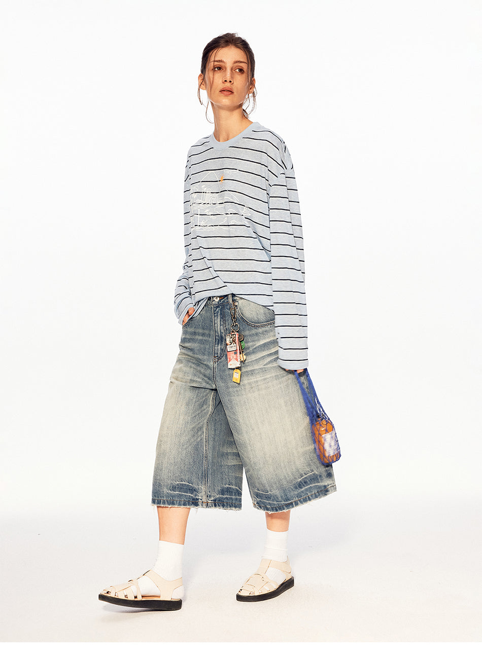 MADWITCH WASHED WIDE CROP JEANS #MC2603D