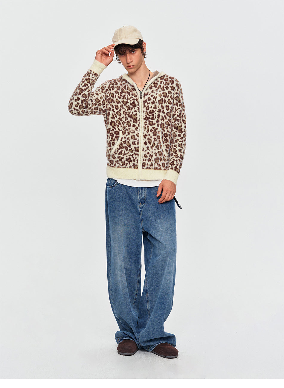 MADWITCH LEOPARD-PRINT PLUSH CROPPED ZIP HOODIE #2606MY2037