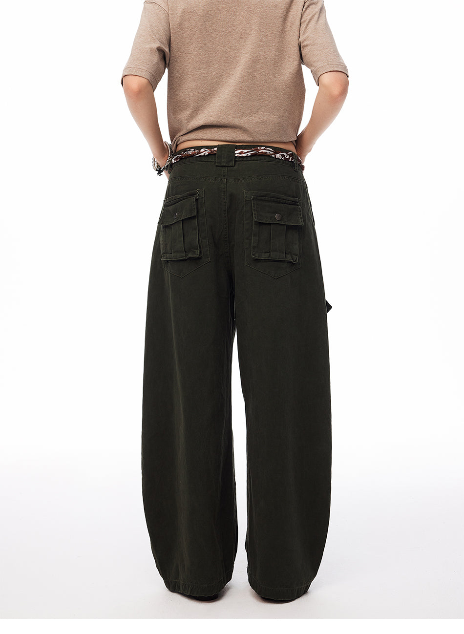 MADWITCH WASHED CURVED-LEG CARGO TROUSERS #5869