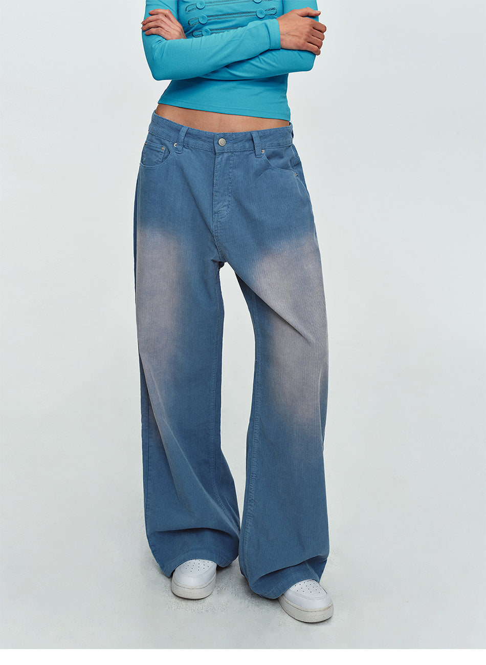 MADWITCH GRADIENT WASHED CORDUROY WIDE-LEG JEANS #G60130