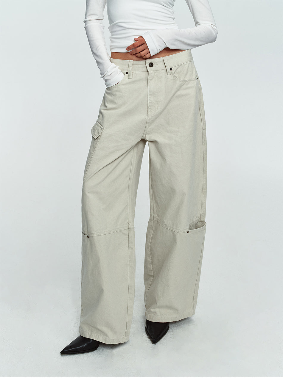 MADWITCH WASHED MULTI-POCKET CURVED-LEG CARGO PANTS #DR9622
