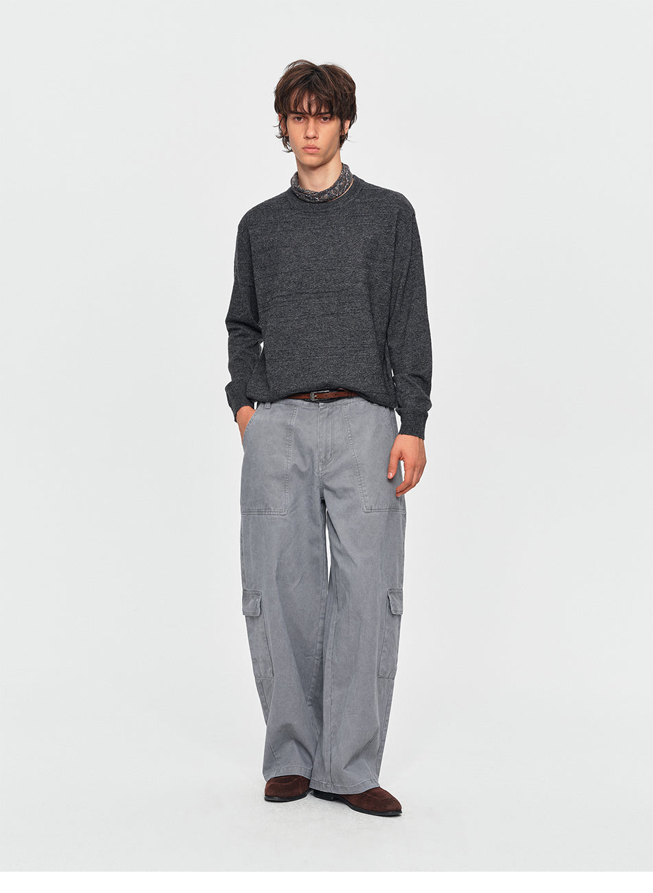 MADWITCH TEXTURED CREWNECK WOOL-BLEND SWEATER #32878