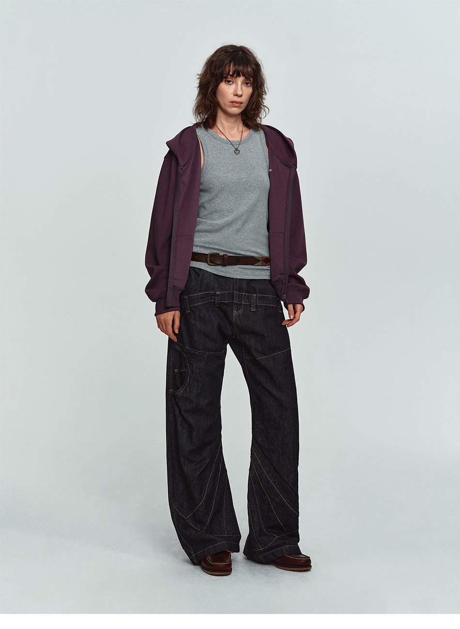 MADWITCH DECONSTRUCTED RAW-DENIM WIDE-LEG JEANS #2026380