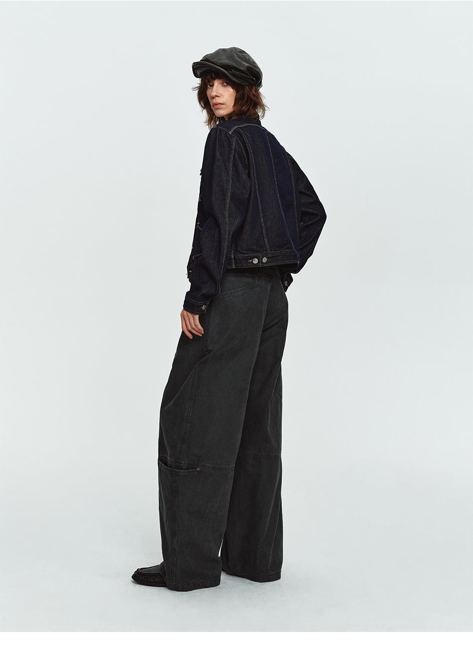 MADWITCH CONTRAST-STITCH CROPPED DENIM JACKET #C2026419