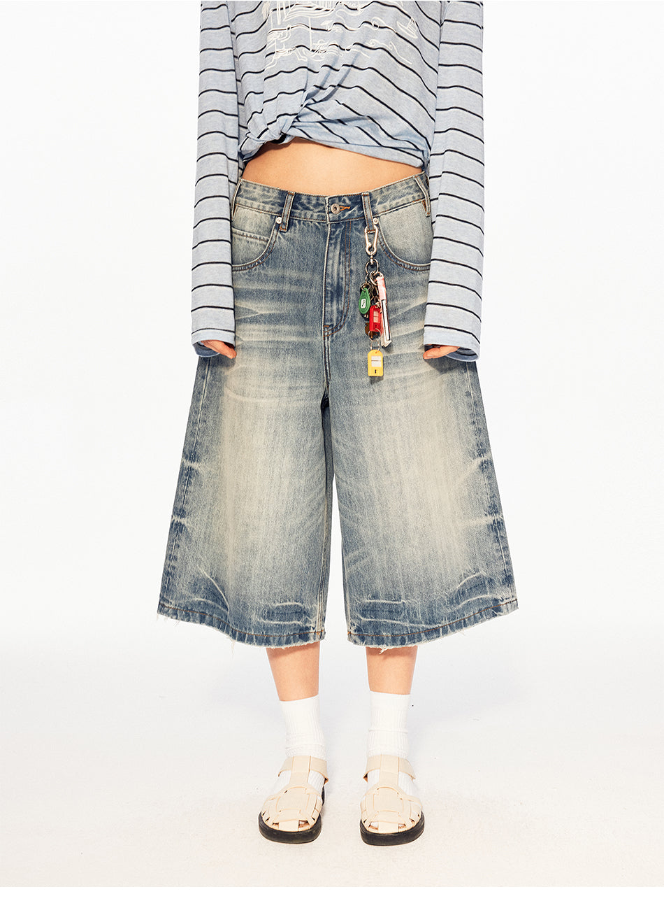 MADWITCH WASHED WIDE CROP JEANS #MC2603D