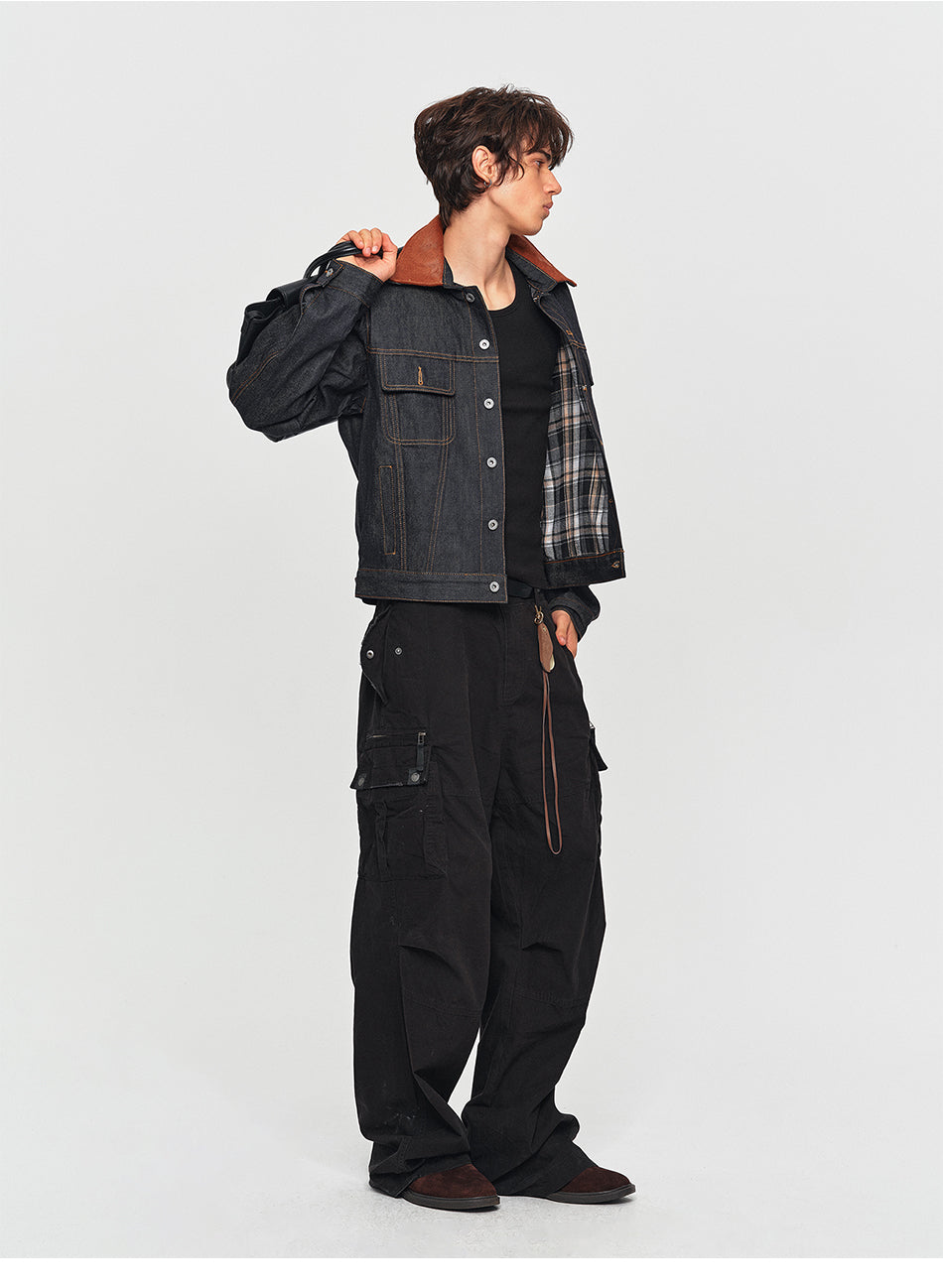MADWITCH PONY-HAIR COLLAR DUAL-POCKET DENIM JACKET #2606WT3027
