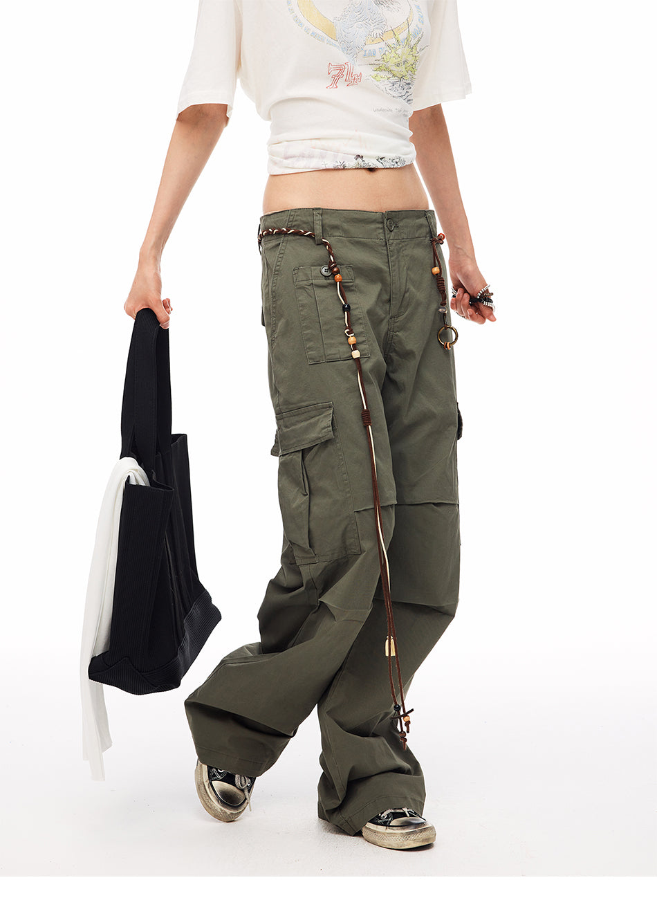 MADWITCH VINTAGE MULTI-POCKET PARACHUTE CARGO PANTS #CN61052
