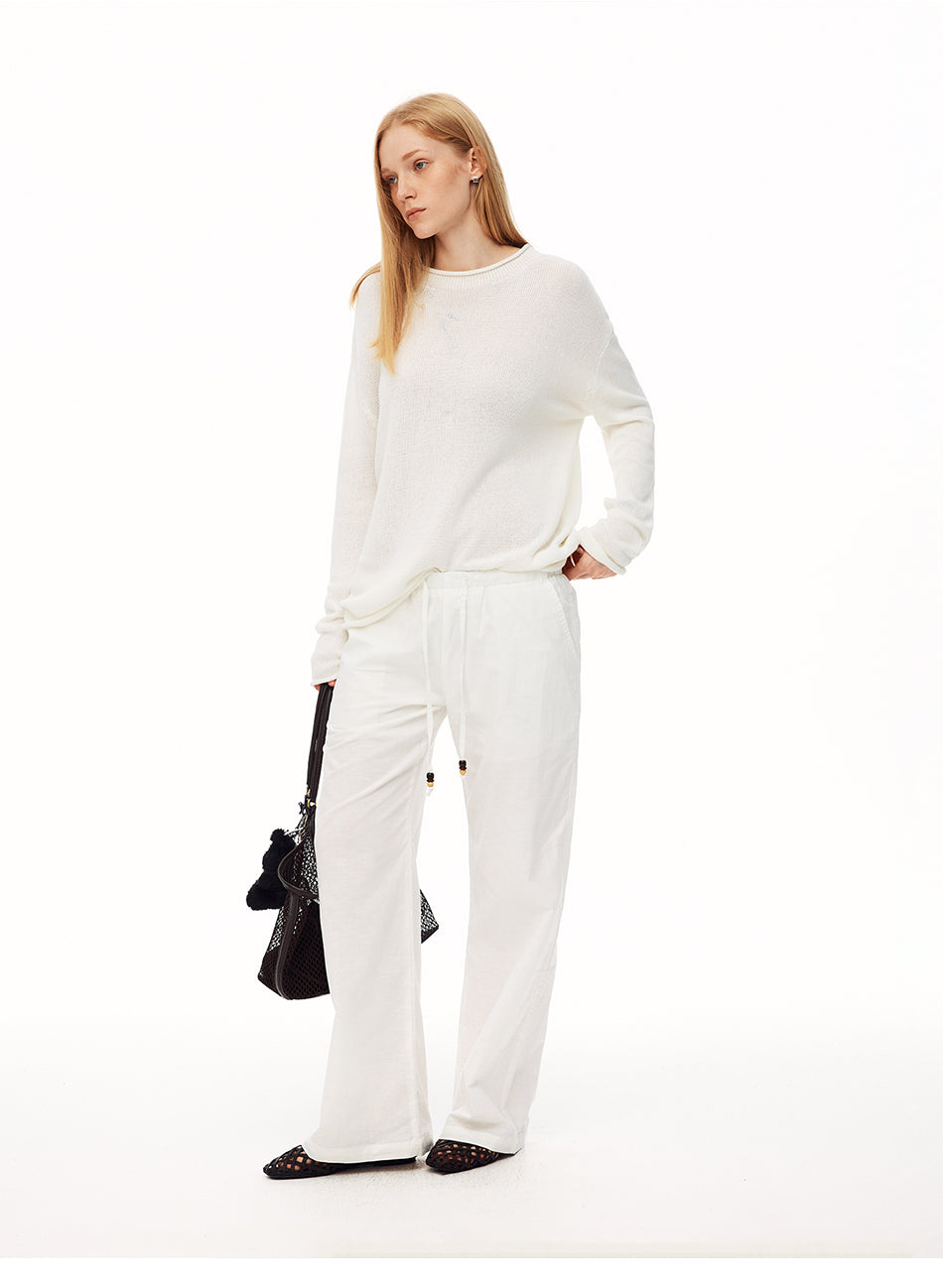MADWITCH MINIMALIST MOCK NECK ROLL EDGE KNIT SHIRT #MYC021