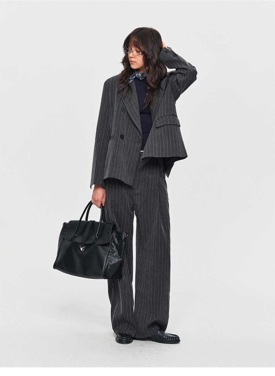 MADWITCH STRIPED DOUBLE-BREASTED OVERSIZED BLAZER #AW26123