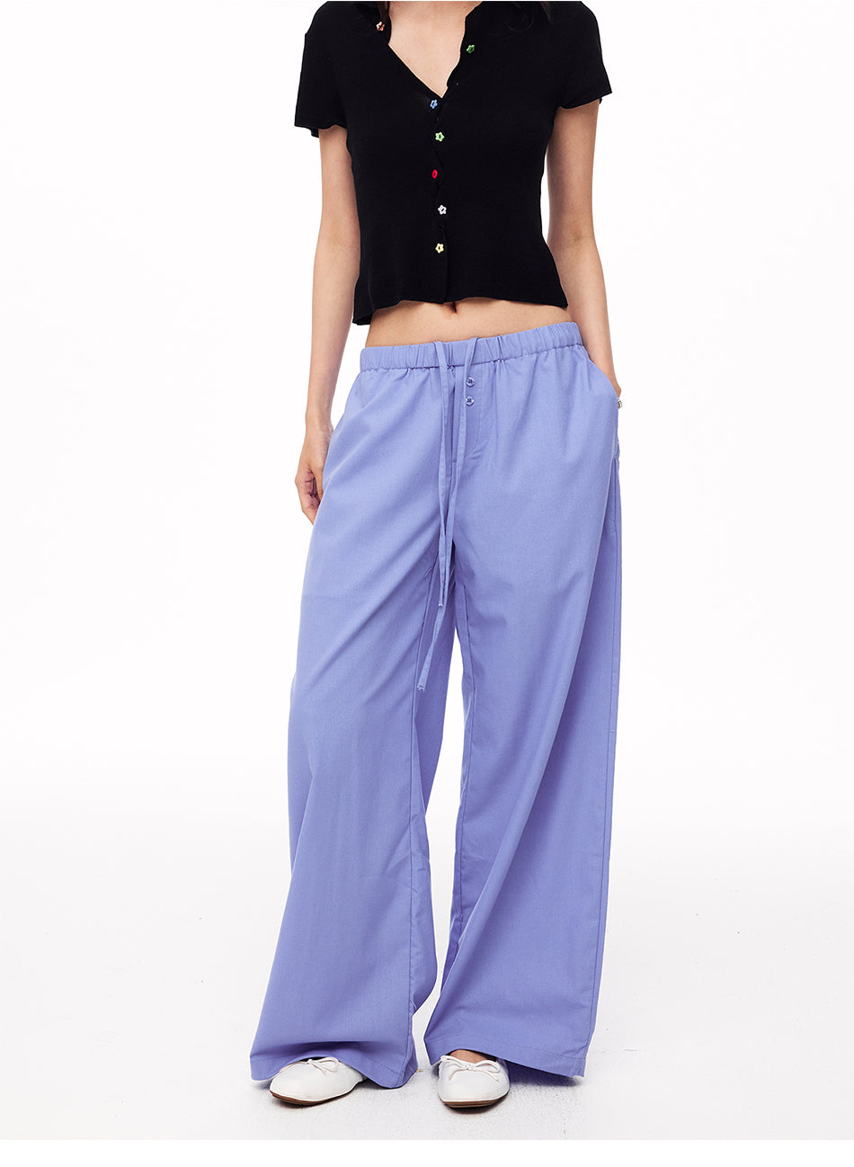 MADWITCH LAID-BACK LINEN-BLEND WIDE-LEG PANTS #CN61079