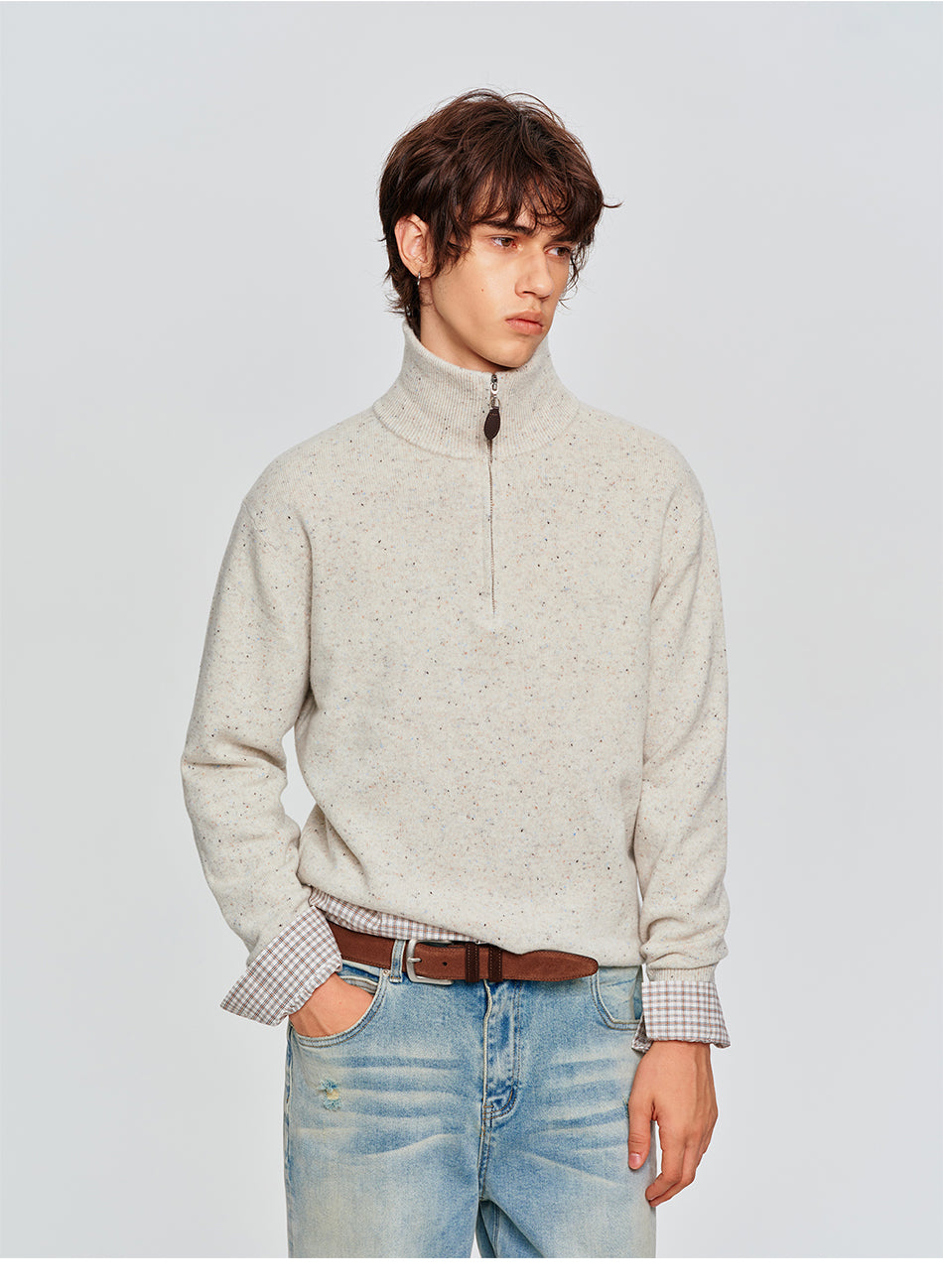 MADWITCH HALF-ZIP COLLARED WOOL KNIT SWEATER #78852