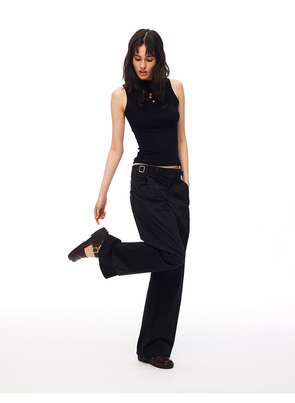 MADWITCH ADJUSTABLE WAIST CARGO WIDE-LEG PANTS #CK61012