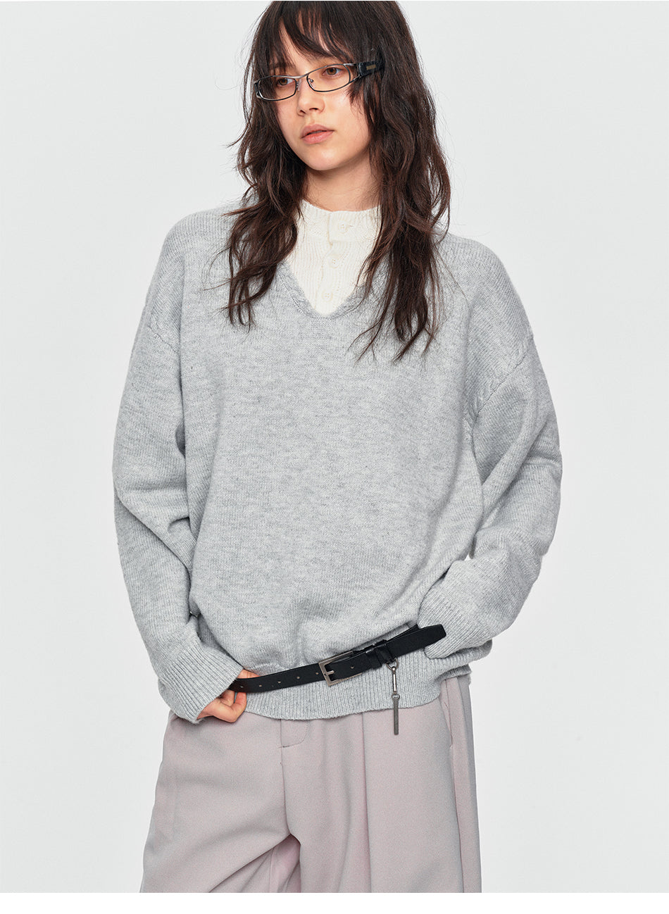 MADWITCH LAYERED HENLEY KNIT SWEATER #AW26832