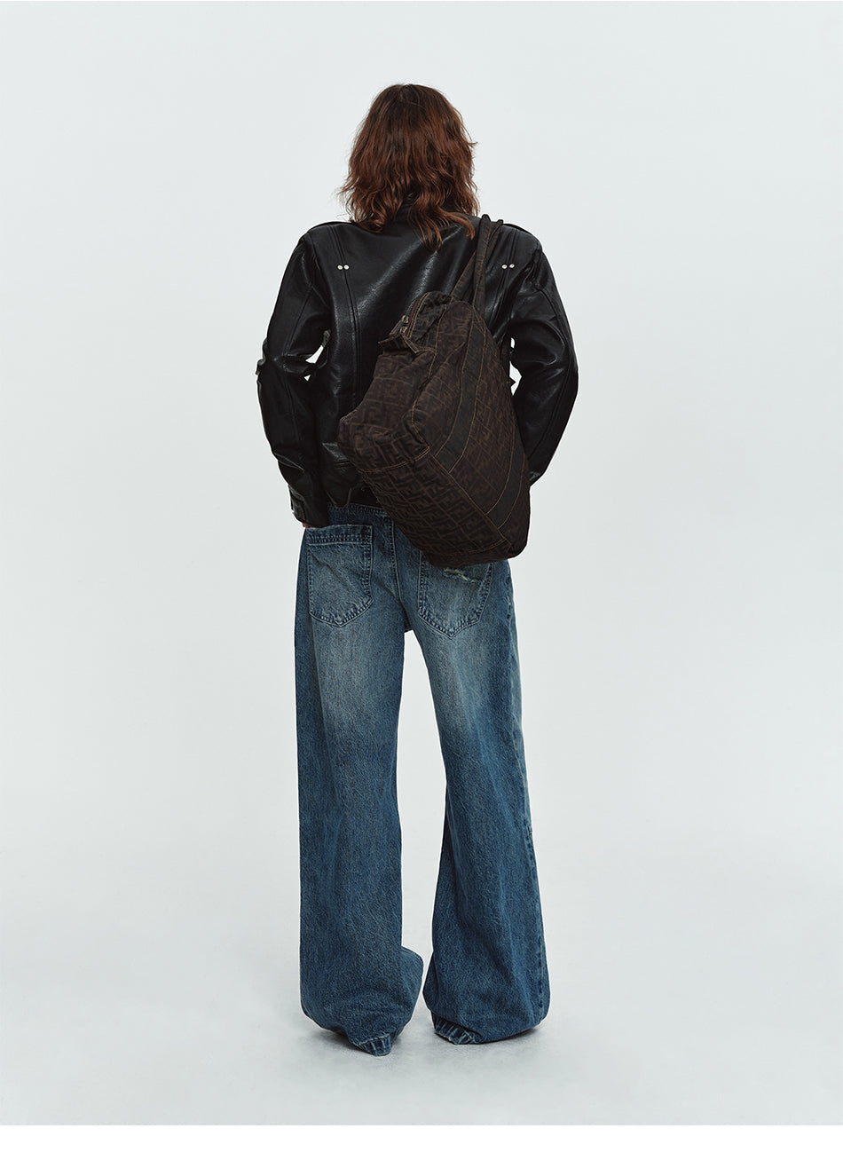 MADWITCH NAPOLEON-BUTTON CROPPED LEATHER BIKER JACKET #AW26188