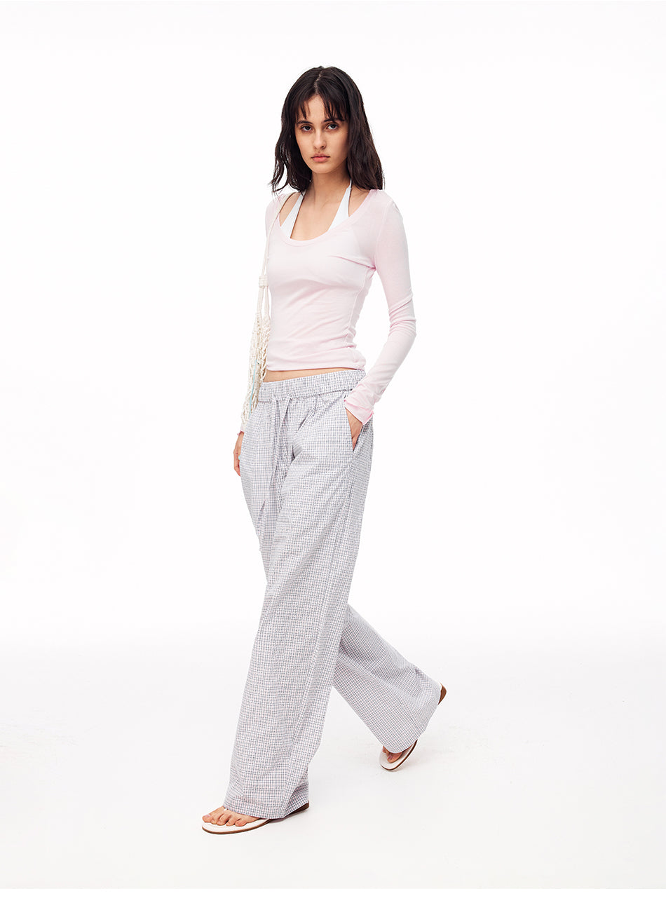 MADWITCH MINIMALIST U-NECK TENCEL LONG-SLEEVE T-SHIRT #G2110