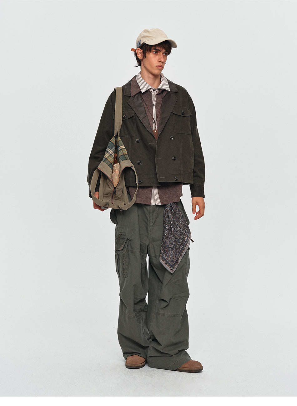 MADWITCH CONTRAST-COLLAR RELAXED UTILITY JACKET #2609WT6101