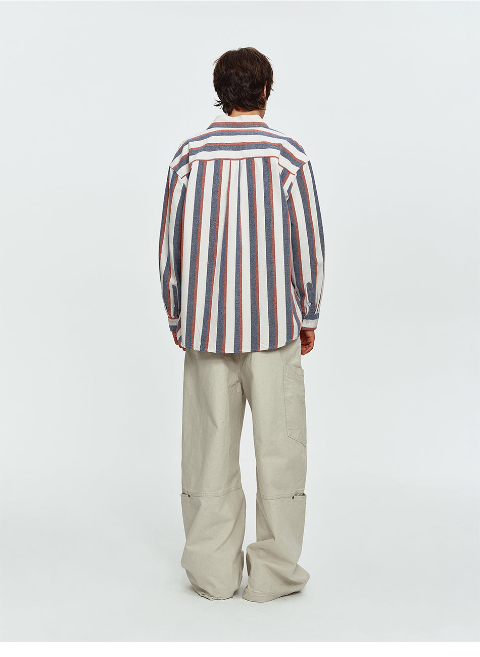 MADWITCH RED-AND-BLUE STRIPED OVERSIZED SHIRT #B302