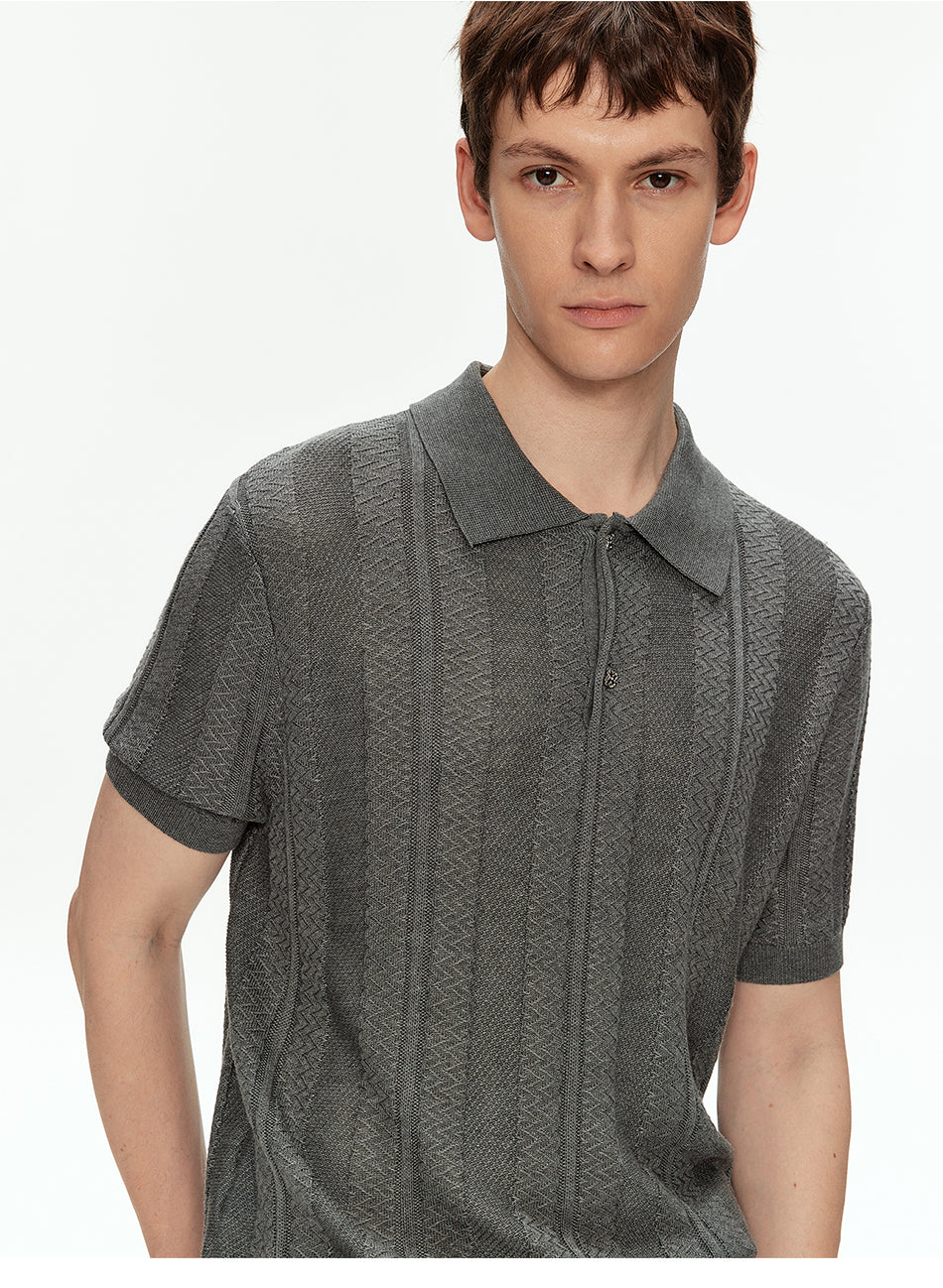 MADWITCH LYOCELL TEXTURED KNIT POLO SHIRT #AW26821