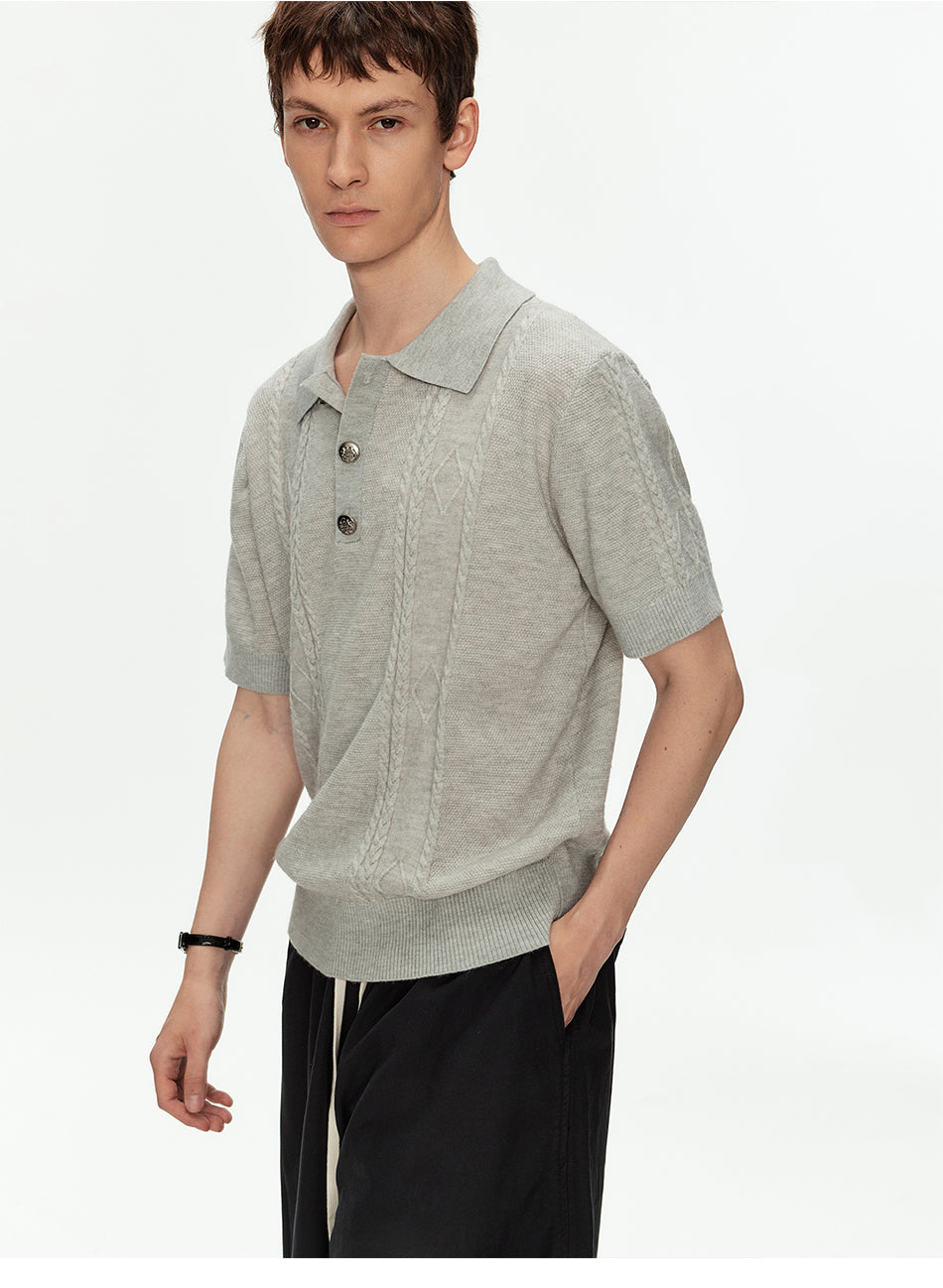 MADWITCH CABLE KNIT COLLAR WOOL SHIRT #AW26820