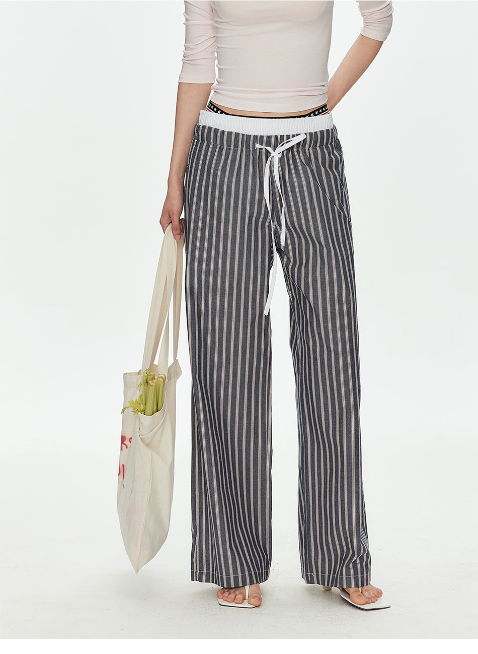 MADWITCH STRIPED SUMMER WIDE LEG PANTS #CK61029