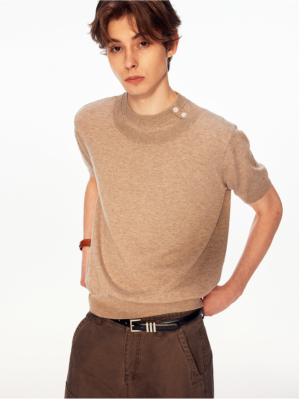 MADWITCH DOUBLE LAYER OBLIQUE BUTTON TEE #27518