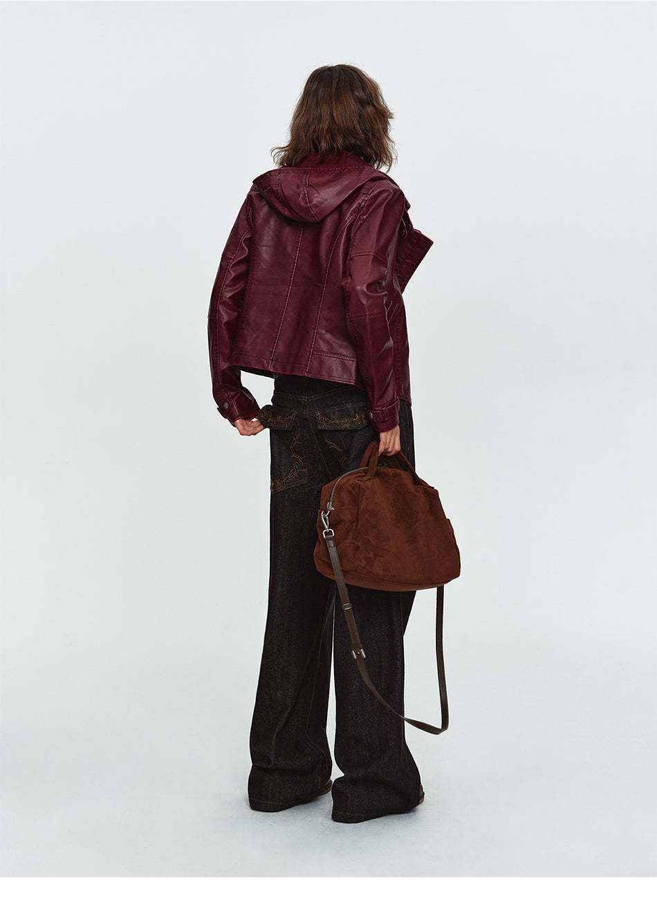 MADWITCH WASHED PU HOODED JACKET #L2026579