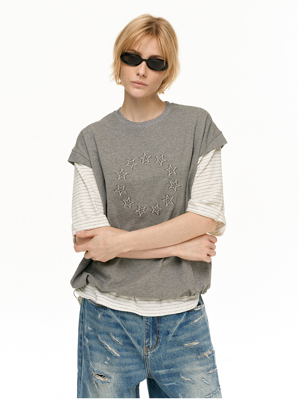 MADWITCH FAUX LAYER STAR TEE #T636