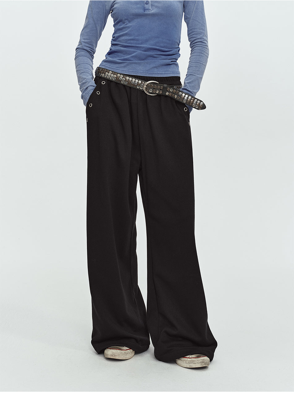 MADWITCH EYELET STUDDED WIDE-LEG SWEATPANTS #CK61109