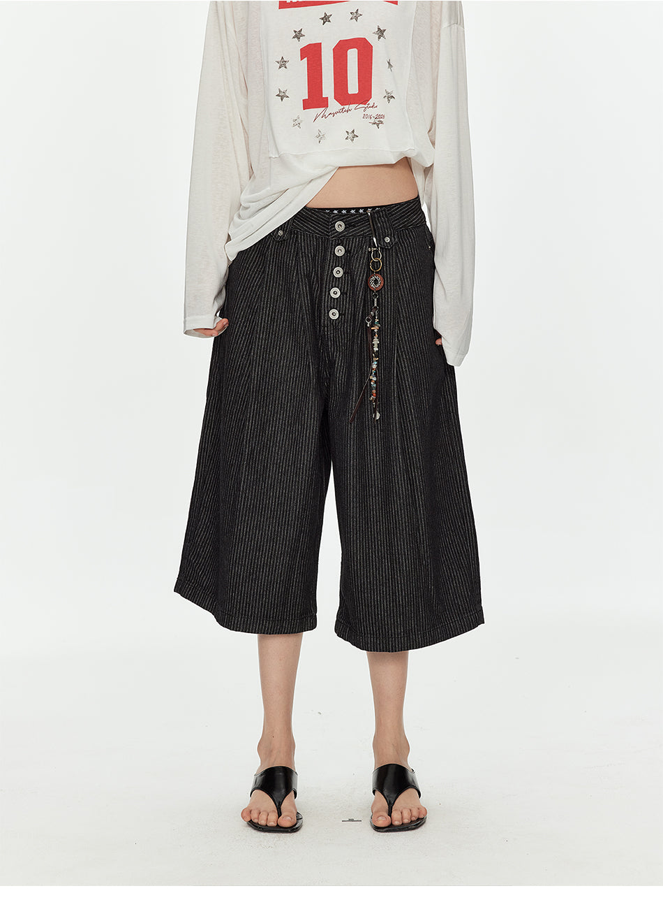 MADWITCH STRIPED PARIS BUCKLE PANTS #CK3633D