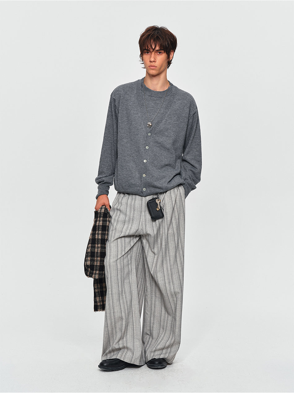 MADWITCH PLEATED STRIPED WIDE-LEG TROUSERS #K2080