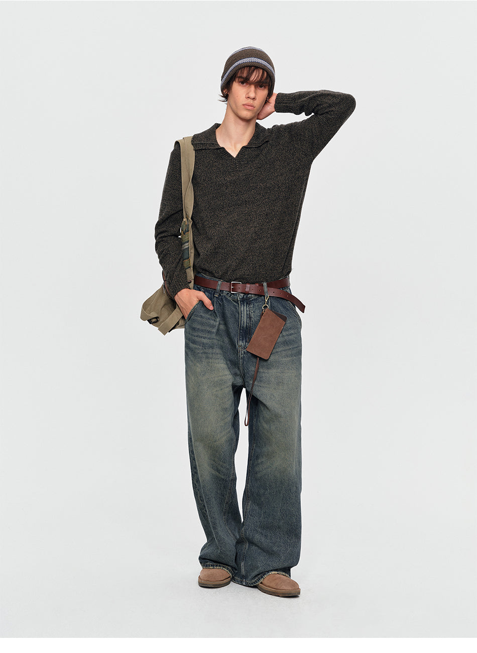 MADWITCH MARLED WOOL-BLEND POLO SWEATER #11820