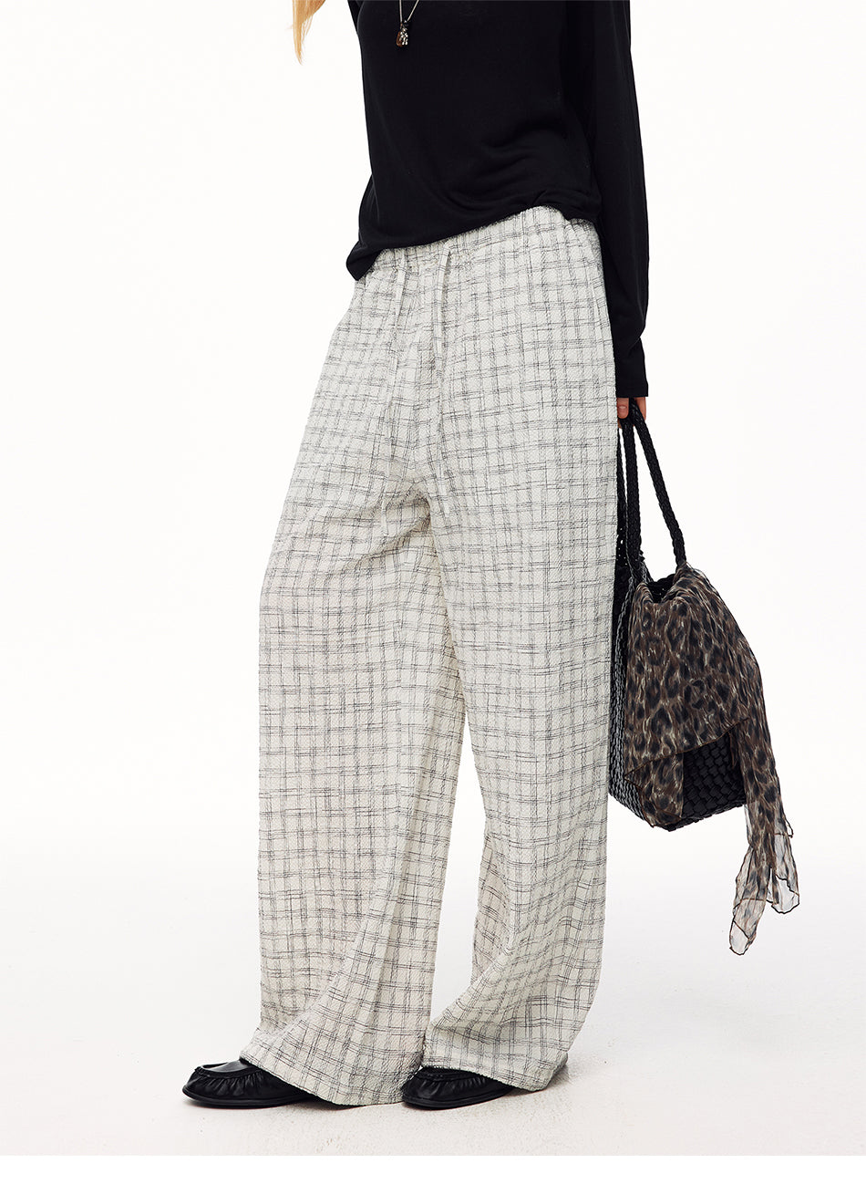 MADWITCH TEXTURED PLAID DRAWSTRING SLOUCHY PANTS #CK61088
