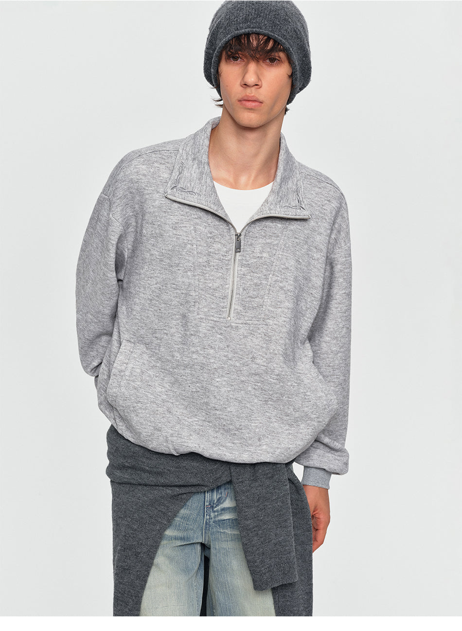 MADWITCH EMBROIDERED LAYERED HALF-ZIP SWEATSHIRT #991395