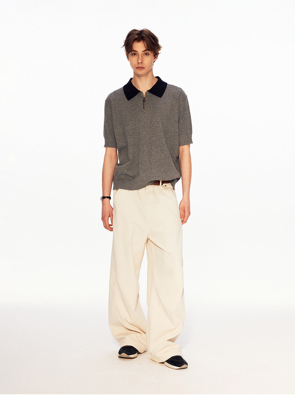 MADWITCH DOUBLE ZIP POLO KNIT TEE #CT011