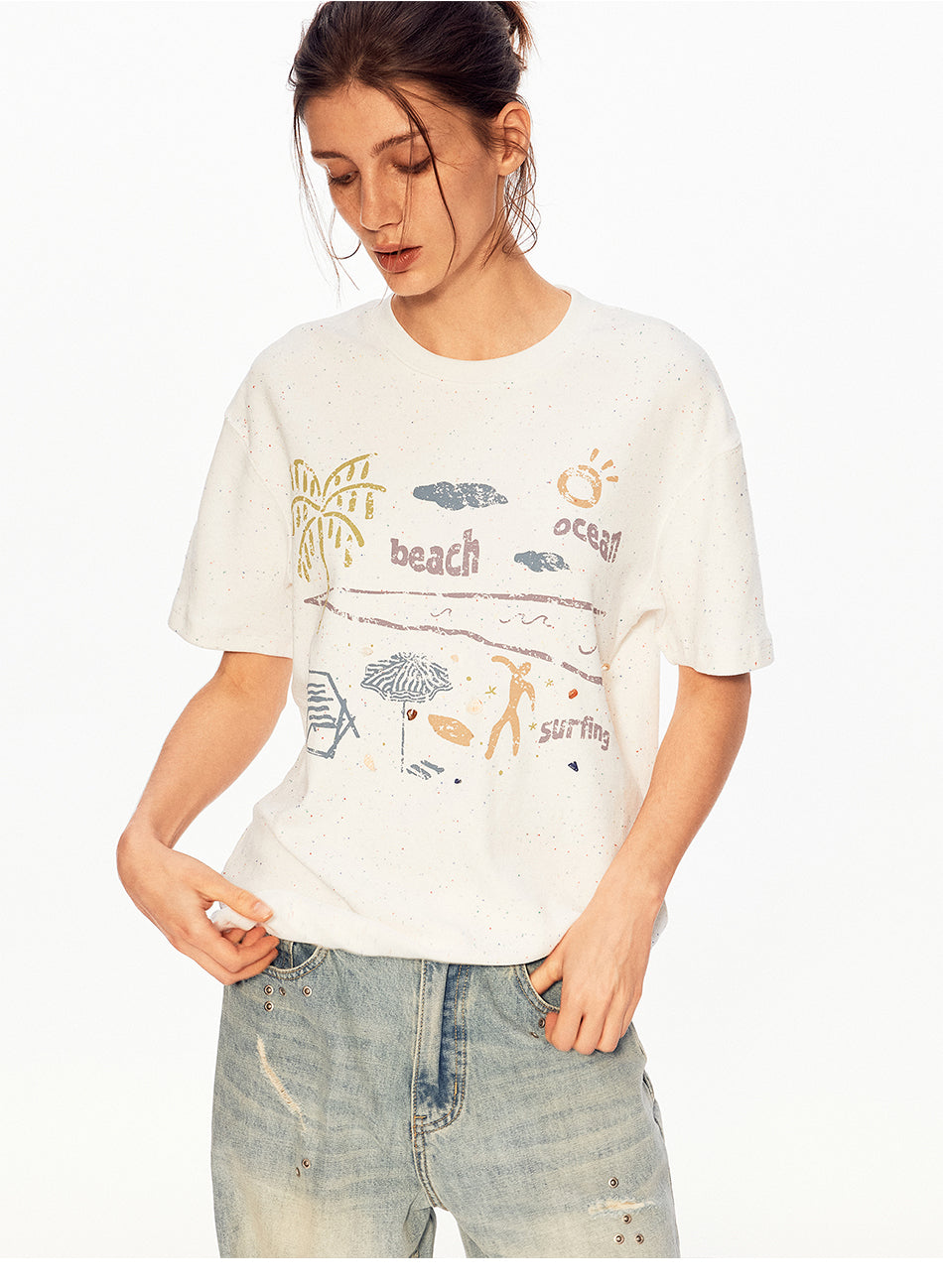 MADWITCH VINTAGE BEACH PRINT TEE #991310
