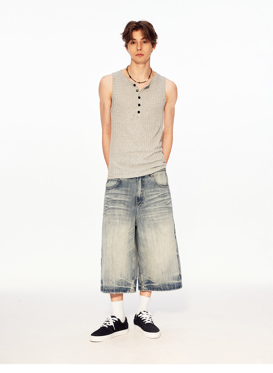 MADWITCH HENLEY RIBBED SLEEVELESS TOP #AW26006