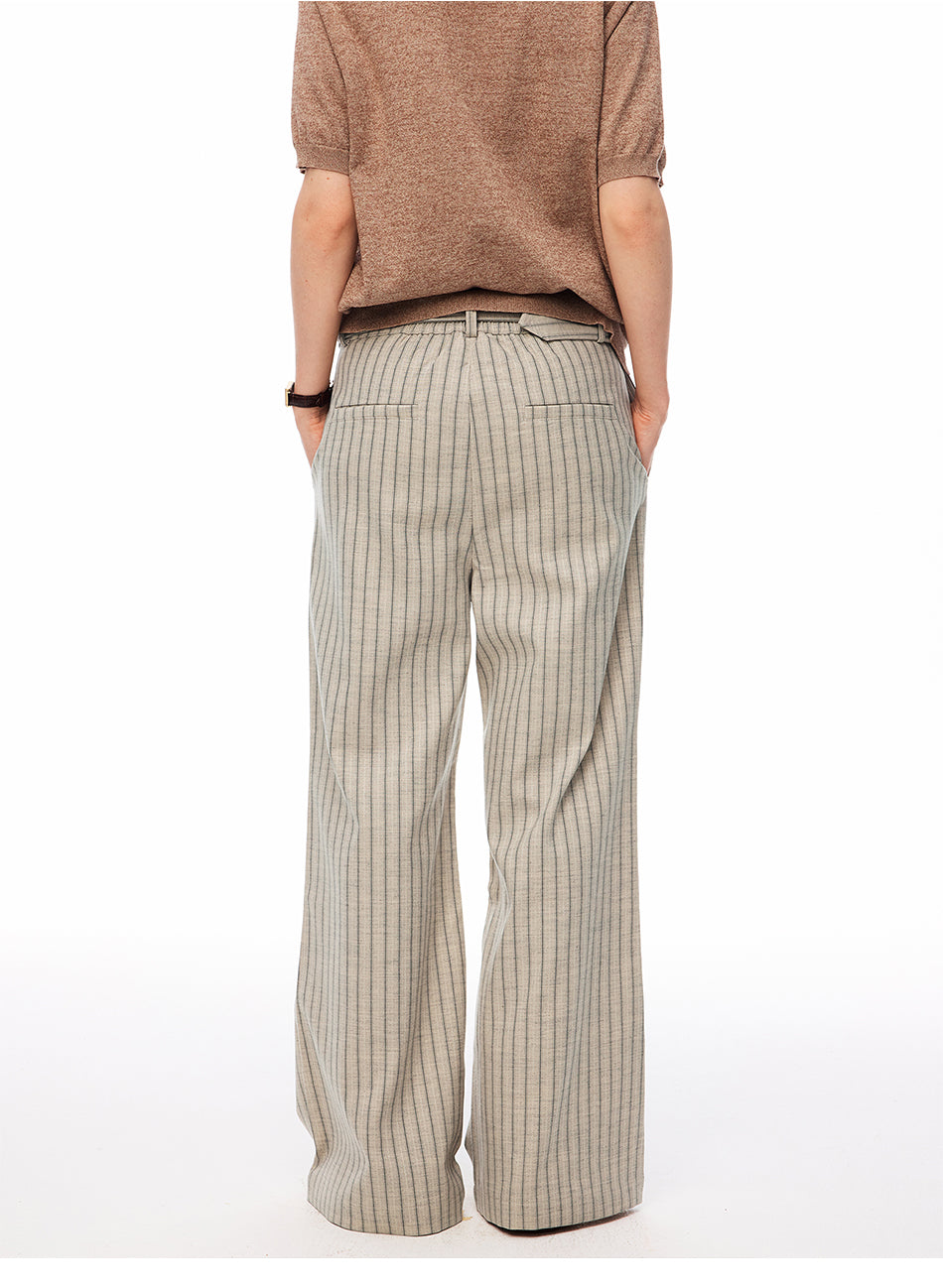 MADWITCH VINTAGE STRIPED BELTED WIDE-LEG TROUSERS #AW26170